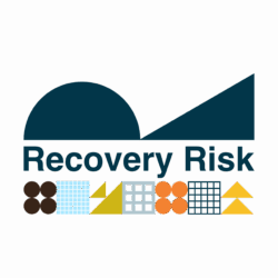 Logo for Recovery Risk with sideways R and industrial quilt